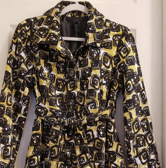 Anthropologie Lapis Geometric Print Belted Coat Black Gold - Picture 10 of 16